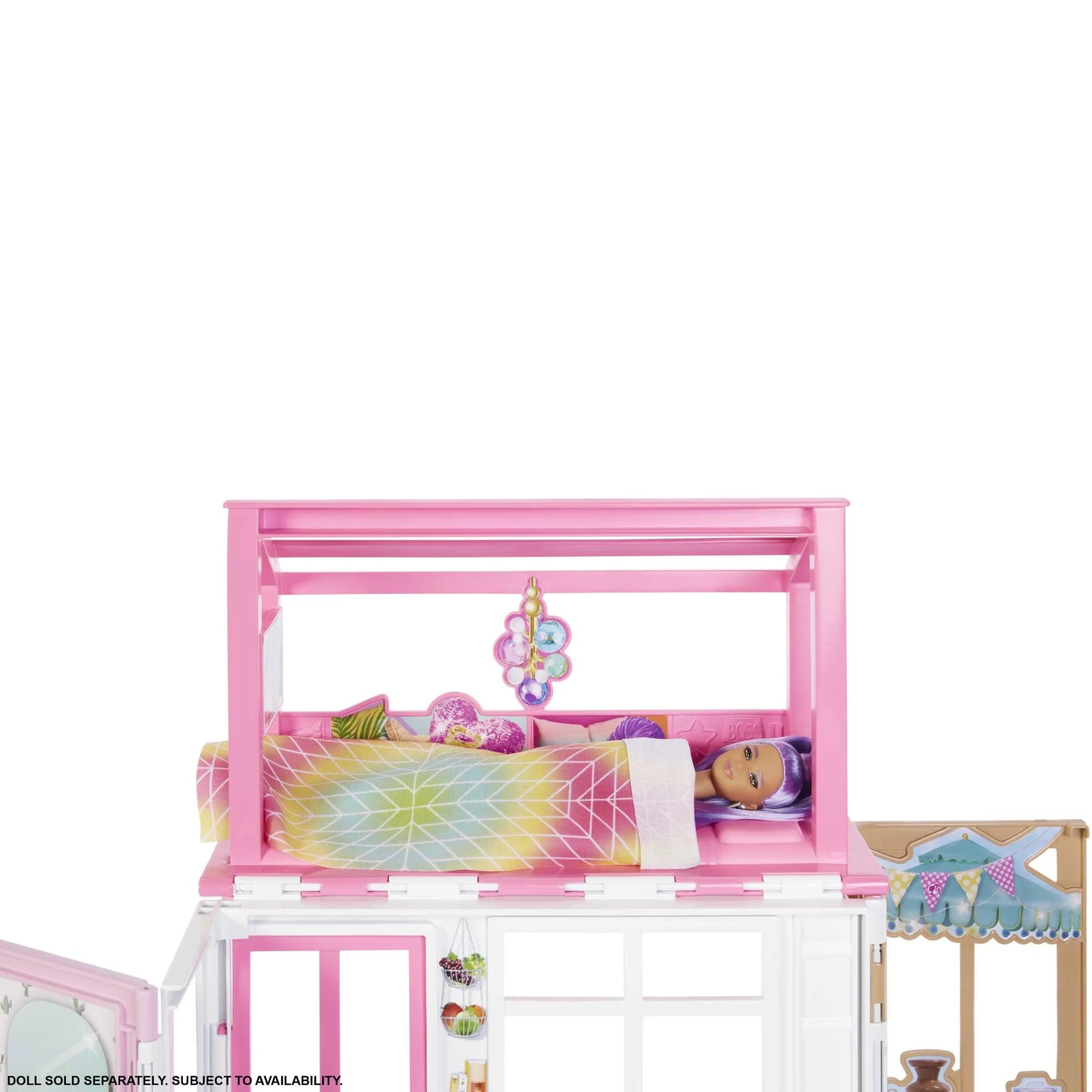  Barbie Dollhouse with 2 Levels & 4 Play Areas, Fully